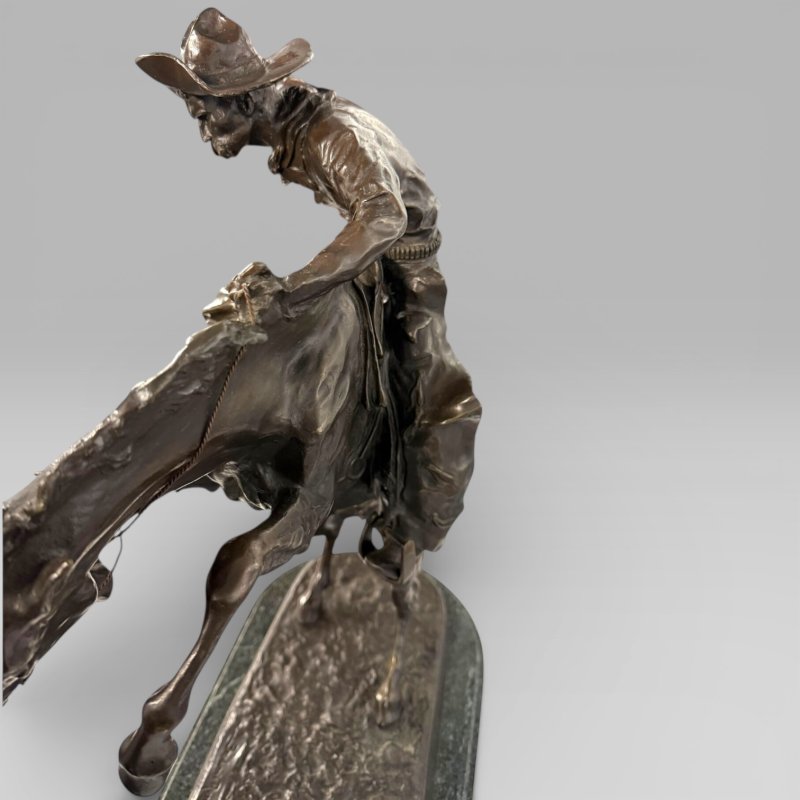 Large Cowboy Bronze ‘Bronco Buster’ After Frederic Remington, Early–Mid 20th - Image 18